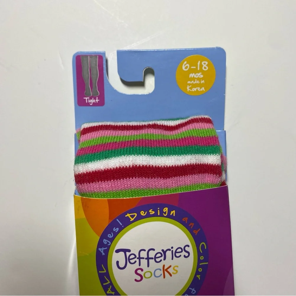 Jefferies Socks Girls Striped Tights Size 6 12 18 NWT New Months Red Green Pink